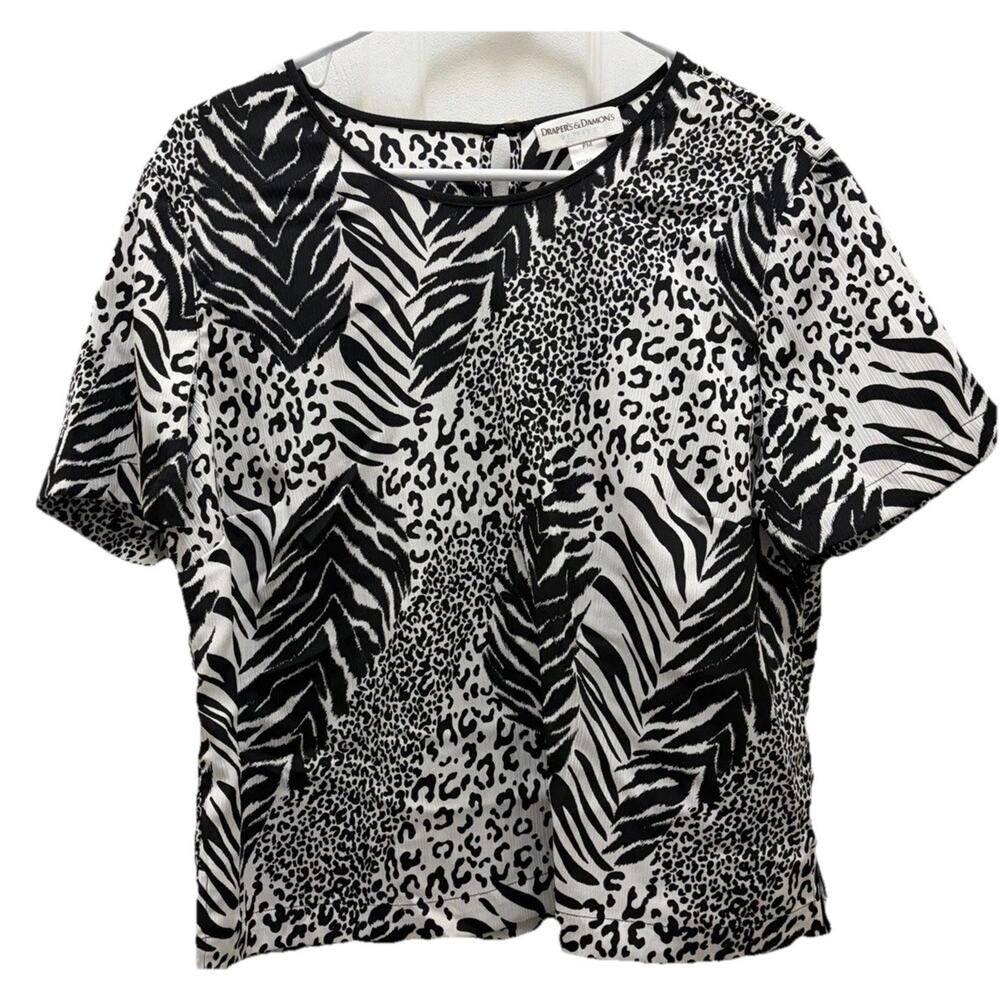 Drapers & Damon’s Petites Mixed Animal Print Top — Size PM